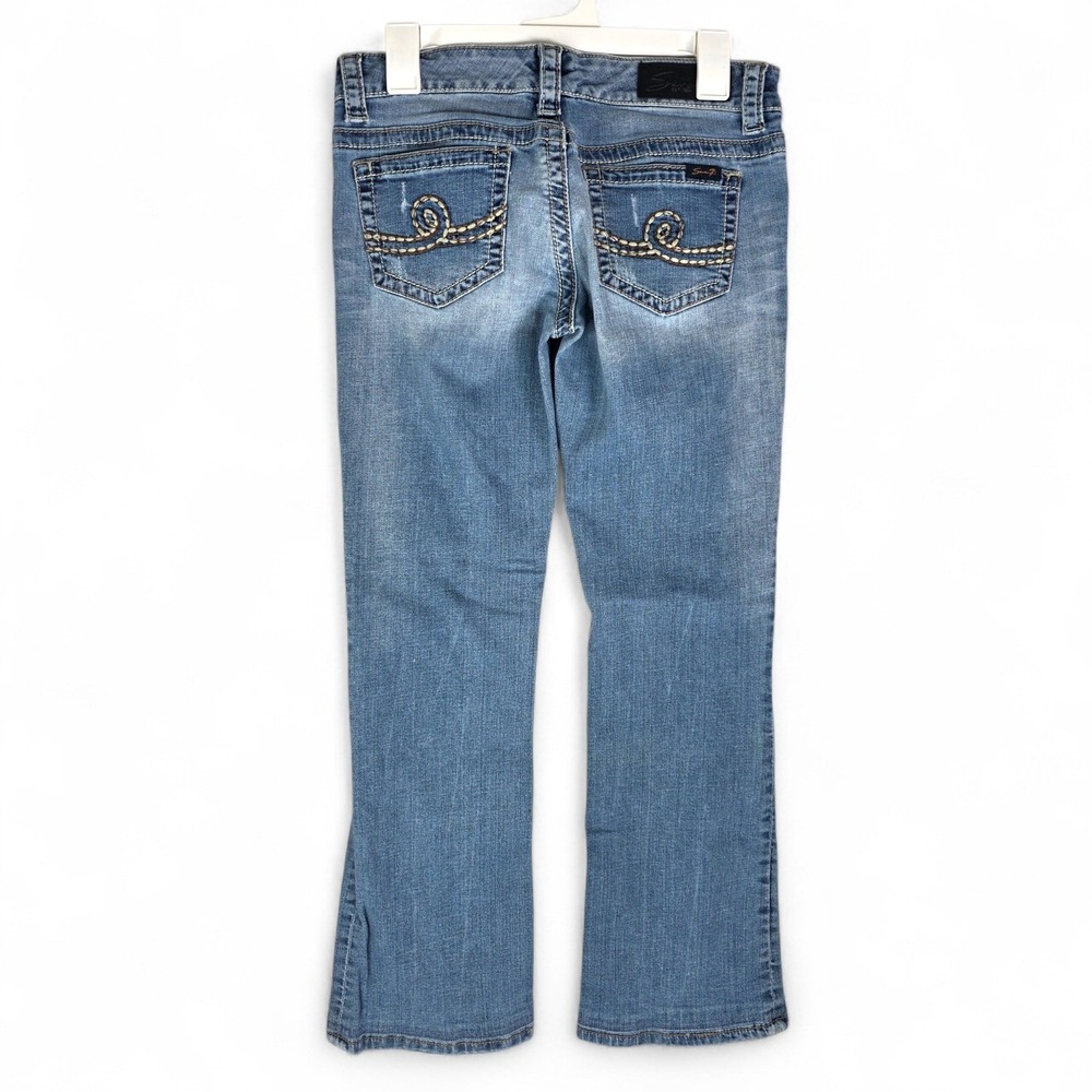 Seven7 Womens Bootcut Jeans Size 28 Medium Wash Embroidered Thick Stitch Denim - Picture 2 of 12